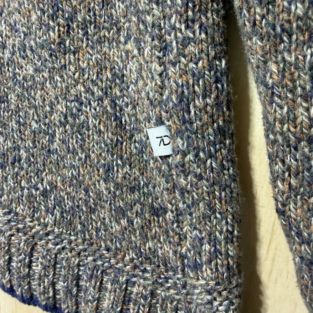 7 Diamonds Mens Sweater Large Knit Crewneck Gray Brown Blue‎ Wool Blend Casual